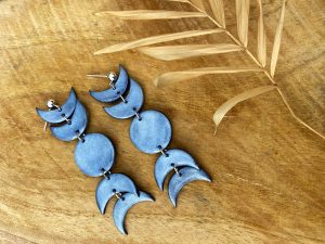 Boucles d'oreilles MOON bleu nuit