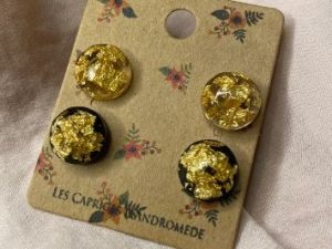 Duo de puces d’oreilles feuille d’or