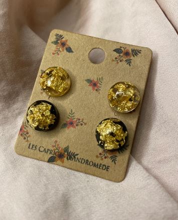 Duo de puces d’oreilles feuille d’or