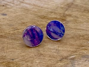 Clous d'oreilles - petit modèle - collection GEMMES bleu, violet et argenté