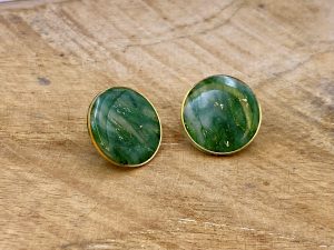 Clous d'oreilles - moyen modèle - collection GEMMES vert et doré
