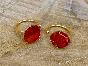 Bague collection GEMMES rouge orangé et doré