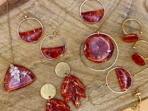 Collection GEMMES rouge orangé et doré