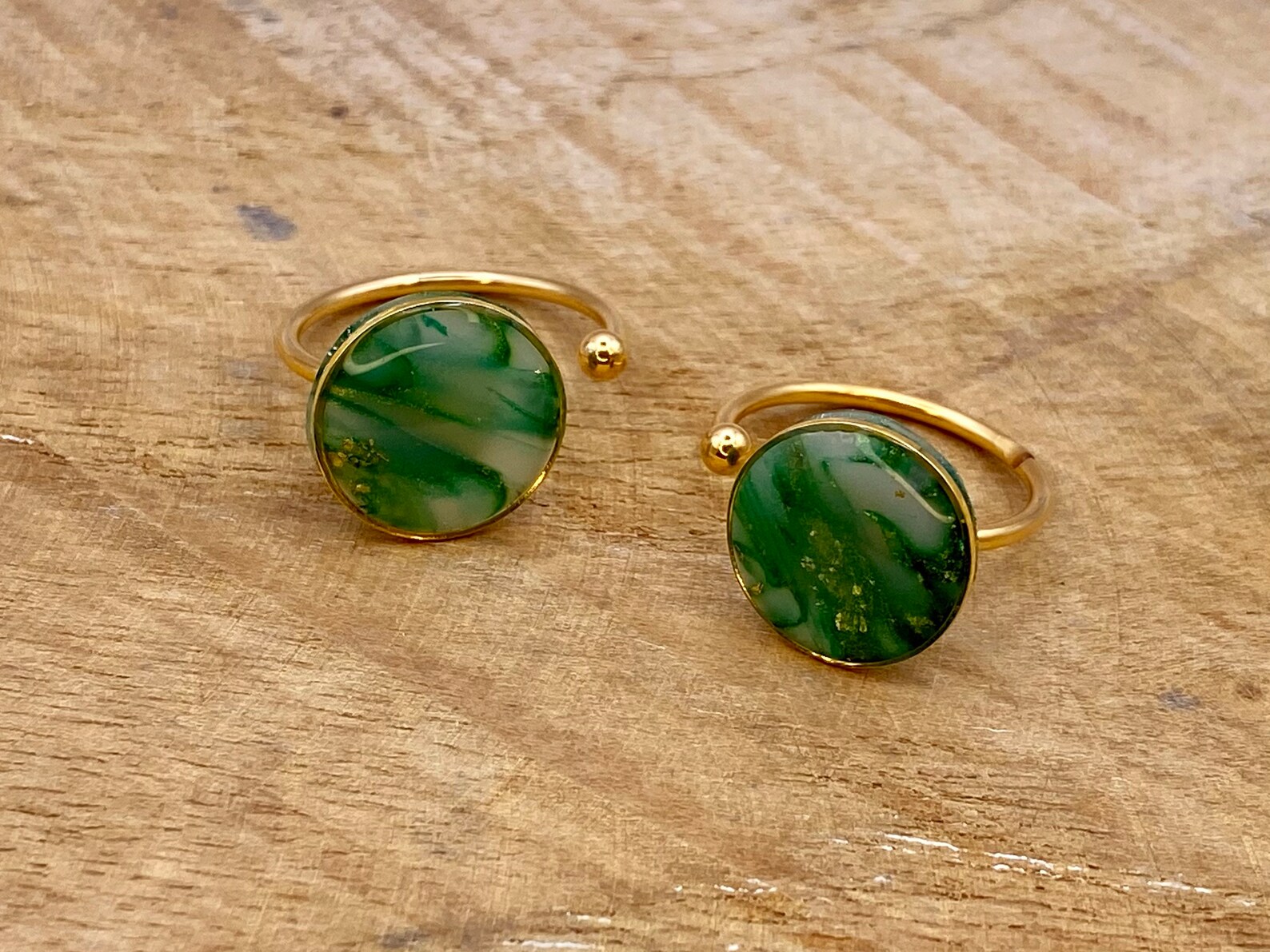 Bague collection GEMMES vert et doré