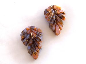 Boucles d'oreilles ETNA - modèle feuille - fermoir clou.